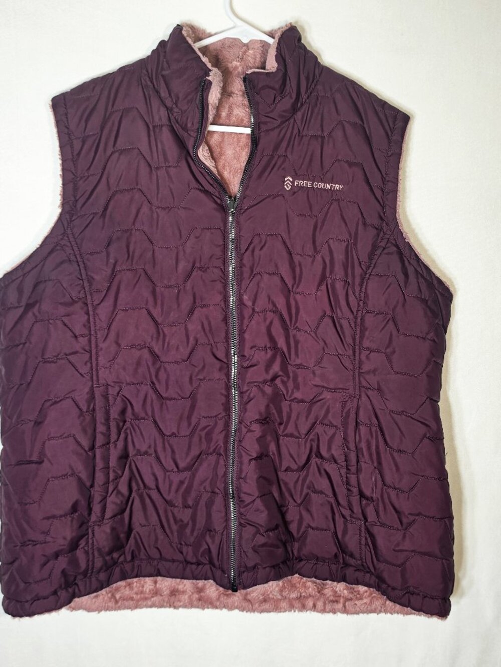 Free County Burgundy vest One size Wool interior